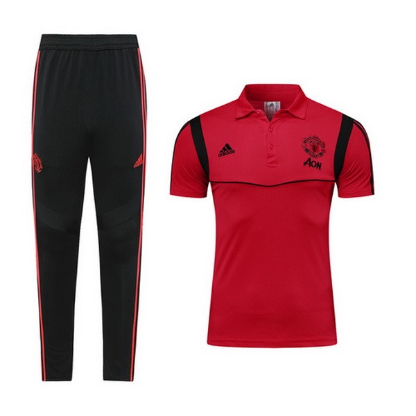 Polo Conjunto Completo Manchester United 2019-20 Borgona Negro